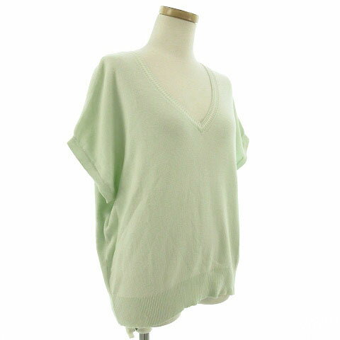 【中古】アーバンリサーチ URBAN RESEARCH ニット 半袖 Vネック コットン グリーン系 薄緑 ONE SIZE レディース 【ベクトル 古着】 190628 ベクトルプレミアム店