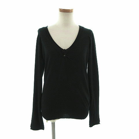 V-Neck - 【中古】アーバンリサーチ URBAN RESEARCH ニット 長袖 Vネック コットン混 黒 ブラック 38 レディース 【ベクトル 古着】 190629 ベクトルプレミアム店