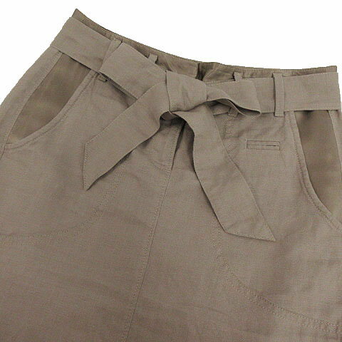 【中古】バナナリパブリック BANANA REPUBLIC heritage collection スカート ひざ丈 リボン リネン グレージュ 2 レディース 【ベクトル 古着】 190925 ベクトルプレミアム店 2