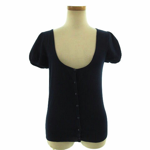 【中古】アプワイザーリッシェ Apuweiser-riche カーディガン 半袖 ニット コットン ネイビー 紺 2 レディース 【ベクトル 古着】 190830 ベクトルプレミアム店