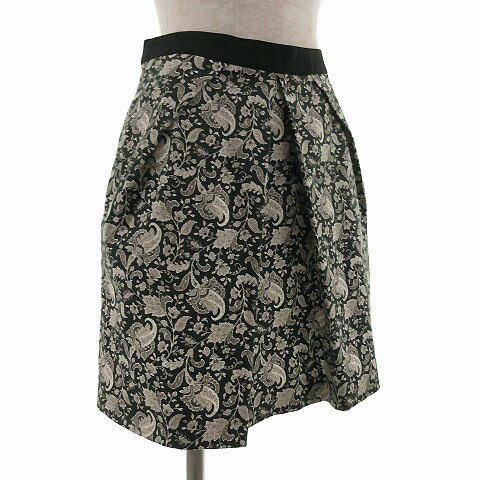 【中古】アバハウス ドゥヴィネット abahouse devinette スカート ひざ丈 総柄 花柄 ストレッチ ネイビー系 紺 1 レディース 【ベクトル 古着】 191002 ベクトルプレミアム店