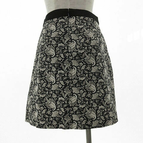 【中古】アバハウス ドゥヴィネット abahouse devinette スカート ひざ丈 総柄 花柄 ストレッチ ネイビー系 紺 1 レディース 【ベクトル 古着】 191002 ベクトルプレミアム店