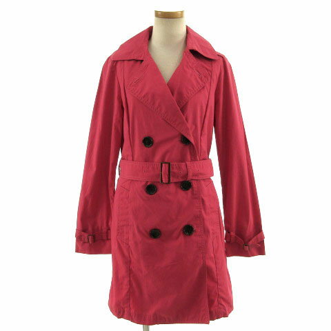 【中古】ギャップ GAP コート トレンチコート ダブル サッシュベルト コットン ピンク XS レディース 【ベクトル 古着】 220821
