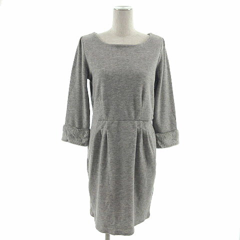 【中古】オフオン ofuon ワンピース 長袖 ミディ丈 ファー グレー 38 レディース 【ベクトル 古着】 200217 ベクトルプレミアム店