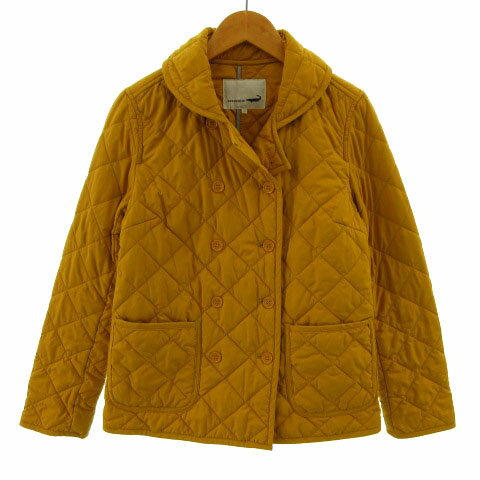 【中古】クロコダイル CROCODILE ジャケット ショールカラー ダブル キルティング 中綿入り マスタード S レディース 【ベクトル 古着】 220927