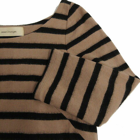 【中古】ジュエルチェンジズ Jewel Changes アローズ チュニック 七分袖 ボーダー ウール ブラウン系 ブラック 黒 レディース 【ベクトル 古着】 200320 ベクトルプレミアム店