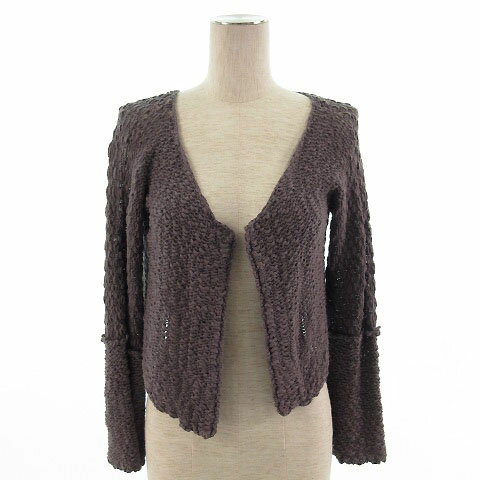 Nylon, Rayon, Polyester - 【中古】シップス SHIPS カーディガン 長袖 前開き コットン パープル系 グレーパープル レディース 【ベクトル 古着】 200421 ベクトルプレミアム店