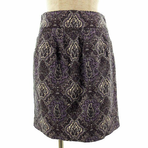 【中古】23区 オンワード樫山 スカート ひざ丈 コットン混 総柄 パープル系 紫 グレー マルチカラー 36 レディース 【ベクトル 古着】 200424 ベクトルプレミアム店