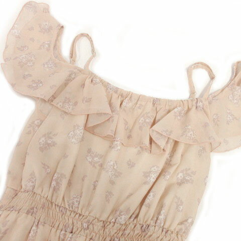 【中古】マーキュリーデュオ MERCURYDUO オールインワン ラバティンカラー キャミソール 花柄 ピンクベージュ グレージュ系 ホワイト 白 F レディース 【ベクトル 古着】 221207