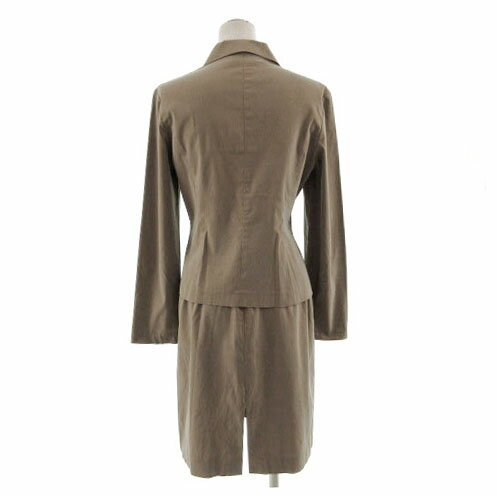 【中古】ボールジー BALLSEY トゥモローランド スーツ スカートスーツ セットアップ 上下セット ジャケット テーラードカラー スカート ミディ丈 日本製 シルク混 タマムシ調 ブラウン 茶 38 レディース 【ベクトル 古着】 220523