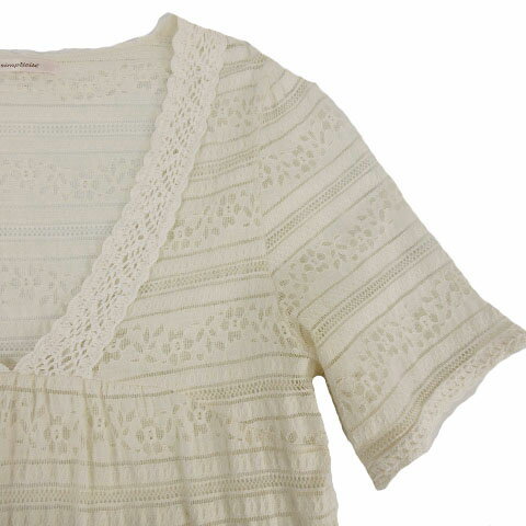 【中古】シンプリシテェ Simplicite チュニック 五分袖 総レース刺繍 ベージュ レディース 【ベクトル 古着】 201021 ベクトルプレミアム店