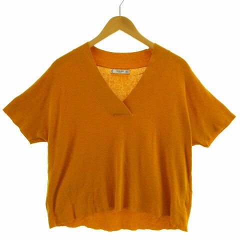 V-Neck - 【中古】マンゴ MANGO ニット Vネック クロスオーバー 半袖 オレンジ系 M レディース 【ベクトル 古着】 210202 ベクトルプレミアム店