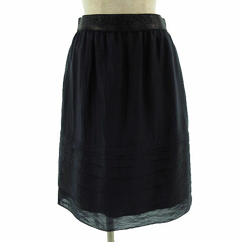 【中古】23区 オンワード樫山 スカート ひざ丈 フレアー 裾ティアード ウエストゴム ネイビー 紺 濃紺 40 レディース 【ベクトル 古着】 210206 ベクトルプレミアム店