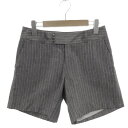 【中古】シップス SHIPS パンツ ショートパンツ ストレッチ リネン混 ドットストライプ グレー ホワイト 白 M レディース 【ベクトル 古着】 210301(4)