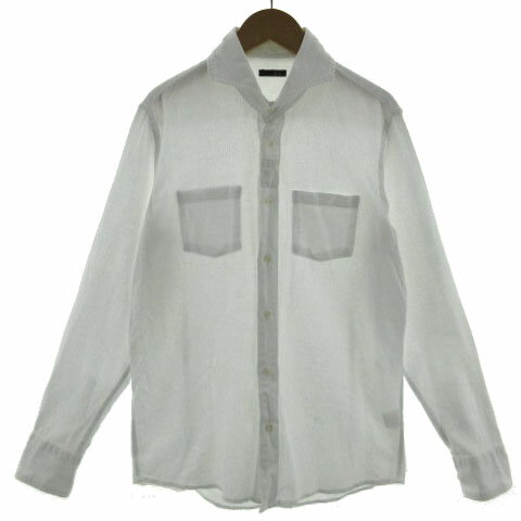 トレチェントウノ TRECHENTOUNO 301 シャツ ワイシャツ イタリアンカラー 長袖 ひし形柄 ホワイト 白 メンズ  240316