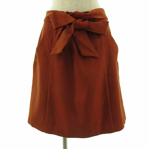 Long Skirt - 【中古】グローブ grove スカート ひざ丈 フレアー ベルト付 オレンジ系 オレンジブラウン M レディース 【ベクトル 古着】 210327