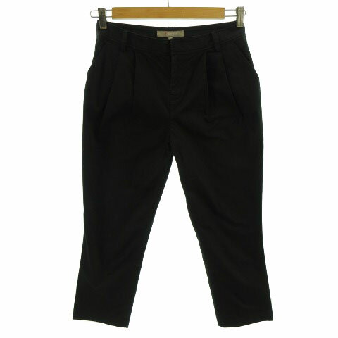 【中古】ユナイテッドアローズ A DAY IN THE LIFE UNITED ARROWS パンツ テーパード ストレッチ タック入り コットン混 ブラック 黒 40 レディース 【ベクトル 古着】 210315