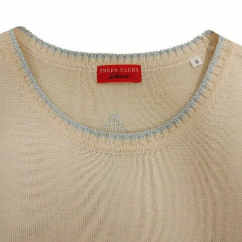 【中古】グリーンクラブ GREEN CLUBS ベスト ニット プルオーバー ロゴ刺繍 ベージュ 水色 2 メンズ 【ベクトル 古着】 210416