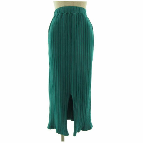 【中古】センスオブプレイス バイ アーバンリサーチ Sense of Place by Urban Research スカート ロング タイト ストレッチ リブ グリーン系 エメラルドグリーン系 F レディース 【ベクトル 古着】 210424