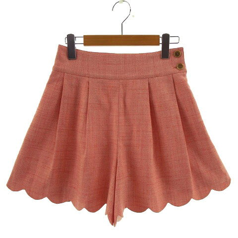 Nylon, Rayon, Polyester - 【中古】レストローズ L'EST ROSE パンツ ショートパンツ 裾スカラップ ツイード調 ピンク系 ホワイト 白 2 レディース 【ベクトル 古着】 210521