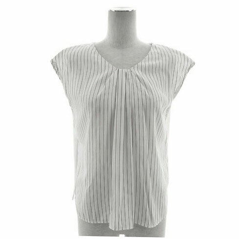 Garments - 【中古】インデックス INDEX カットソー ノースリーブ ストライプ 切替 ホワイト 白 ブラック 黒 M レディース 【ベクトル 古着】 210525