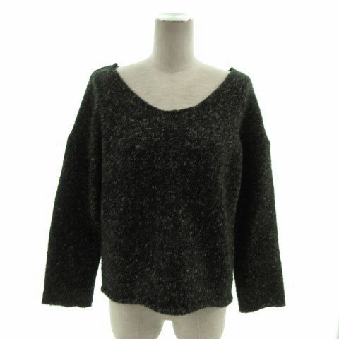 【中古】アズールバイマウジー AZUL by moussy ニット セーター 長袖 ウール混 ミックス糸 ブラック 黒 グレー F レディース 【ベクトル 古着】 210827