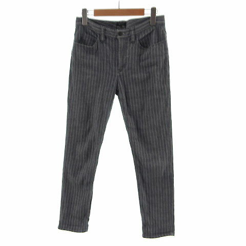 樂天商城 - 【中古】セオリー theory パンツ スリム ストライプ リネン混 ブルー系 ブルーグレー ホワイト 白 0 レディース 【ベクトル 古着】 211224