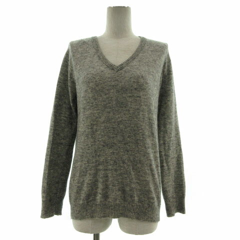 V-Neck - 【中古】アパレルメイド APPAREL MADE ニット セーター 長袖 Vネック ウール混 グレー FREE レディース 【ベクトル 古着】 220713
