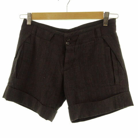 Wool - 【中古】アンシャントマン ENCHANTEMENT パンツ ショートパンツ ウール混 ストライプ ラメ ブラウン 茶 38 レディース 【ベクトル 古着】 211123