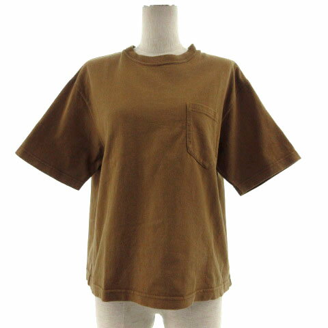 【中古】ユナイテッドアローズ A DAY IN THE LIFE UNITED ARROWS Tシャツ 半袖 ボックスTシャツ 胸ポケット シンプル COTTON USA 厚手 ブラウン 茶 レディース 【ベクトル 古着】 210915