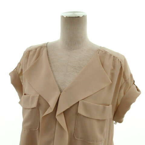 【中古】ペルルペッシュ perle peche ワンピース 半袖 ミディ丈 ベージュ 38 レディース 【ベクトル 古着】 211012