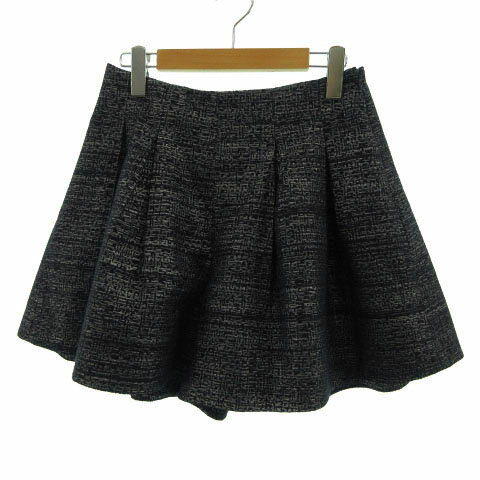 【中古】エプローブ Eprouve パンツ キュロット ショートパンツ タック シャイニー 総柄 ブラック 黒 グレー M レディース 【ベクトル 古着】 210927