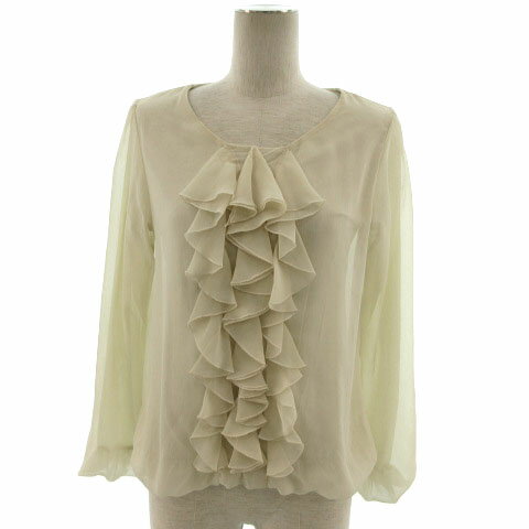 Long-Sleeved - 【中古】ププラ PUPULA カットソー 長袖 フリル シースルースリーブ ベージュ 38 レディース 【ベクトル 古着】 211116