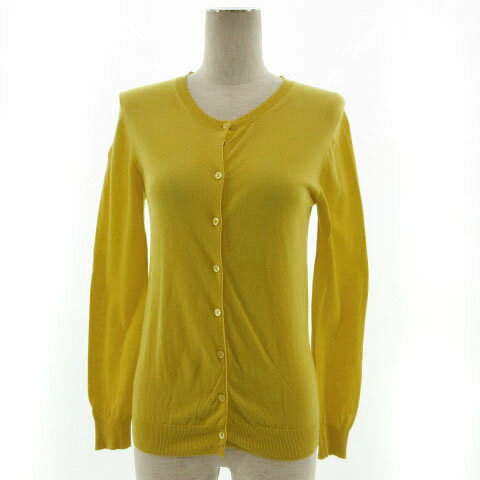 【中古】マカフィー MACPHEE トゥモローランド カーディガン ニット 丸首 長袖 コットン イエロー 黄 1 レディース 【ベクトル 古着】 220318
