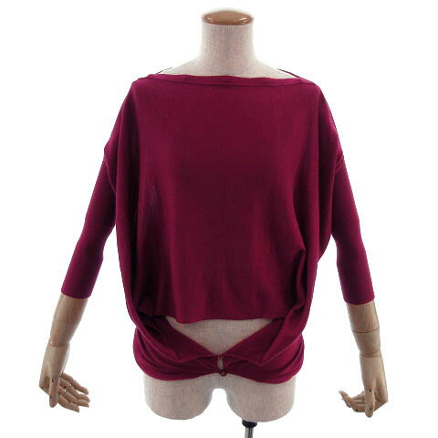 【中古】ルルオンザブリッジ LULU on the BRIDGE ニット スラッシュドネック 七分袖 シルク70％ ピンク系 ピンクパープル レディース 【ベクトル 古着】 220716