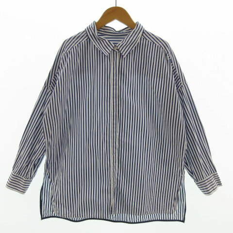 【中古】グローバルワーク GLOBAL WORK シャツ 長袖 コットン ストライプ ブルー 青 ホワイト 白 M レディース 【ベクトル 古着】 211201 auc-vector-18750161 ブランド古着の買取販売ベクトル パッケージ画像