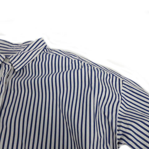 【中古】グローバルワーク GLOBAL WORK シャツ 長袖 コットン ストライプ ブルー 青 ホワイト 白 M レディース 【ベクトル 古着】 211201 auc-vector-18750161 ブランド古着の買取販売ベクトル サンプル画像3