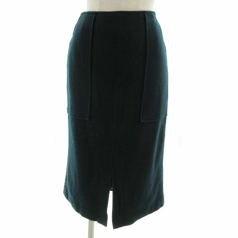 【中古】アウィーエフ AuieF スカート タイト ミディ丈 スリット ウール混 シンプル ネイビー系 紺系 38 レディース 【ベクトル 古着】 220316