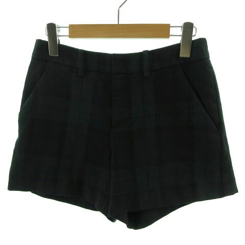 Wool - 【中古】イエナ IENA パンツ ショートパンツ 日本製 ウール チェック グリーン 緑 ネイビー 紺 36 レディース 【ベクトル 古着】 211208