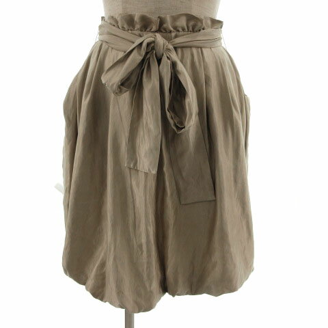 Long Skirt - 【中古】クローラ crolla スカート バルーンスカート ひざ丈 リボンベルト シャイニー 光沢 ベージュ 36 レディース 【ベクトル 古着】 220627