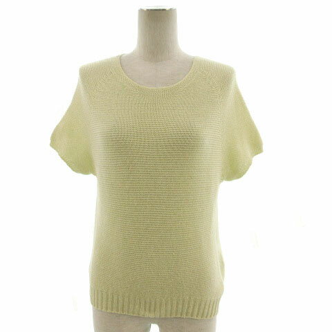 【中古】ラ トータリテ La TOTALITE ニット 半袖 ラメ 日本製 シンプル イエロー系 黄色系 ライトイエロー レディース 【ベクトル 古着】 220115