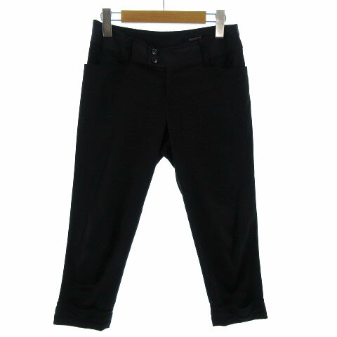 【中古】プレミアム バイ ビッキー PREMIUM BY VICKY パンツ クロップド 七分丈 切替え ブラック 黒 ネイビー 紺 2 レディース 【ベクトル 古着】 220109