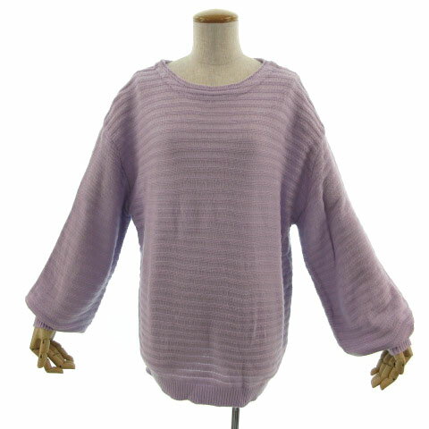 【中古】ザショップティーケー THE SHOP TK ニット 長袖 ぽわん袖 横リブ パープル 紫 M レディース 【ベクトル 古着】 220207(4.0)