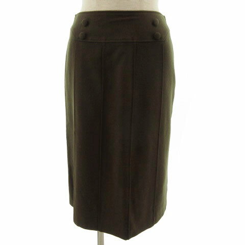 【中古】ノーリーズ Nolley's スカート ひざ丈 ウール混 カーキ 38 レディース 【ベクトル 古着】 220218
