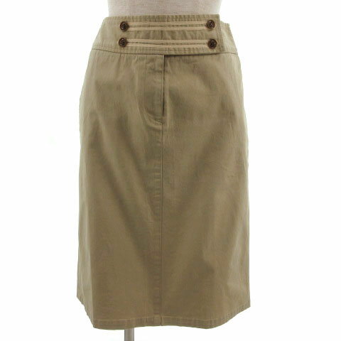 【中古】ハリス HARRISS スカート タイト ひざ丈 バックスリット コットン混 ストレッチ ベージュ 36 レディース 【ベクトル 古着】 220619