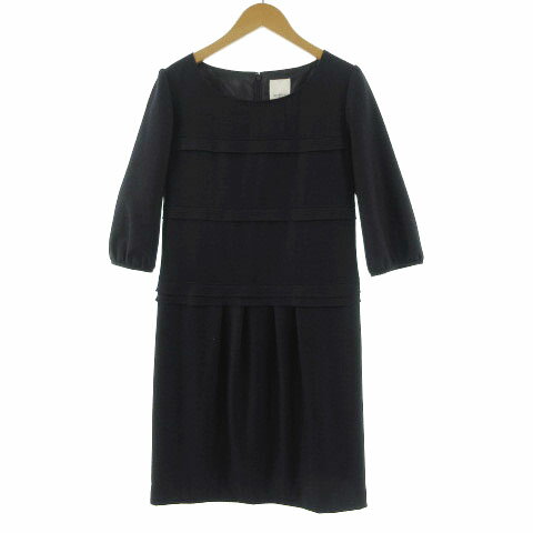 【中古】マトリーチェ バイ ヴォイスメール matrice by VOICEMAIL ワンピース ひざ丈 七分袖 ラメ ネイビー 紺 38 レディース 【ベクトル 古着】 220401