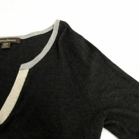 【中古】トミーバハマ Tommy Bahama チュニック ニット 長袖 切替え ウール混 グレー M レディース 【ベクトル 古着】 220425