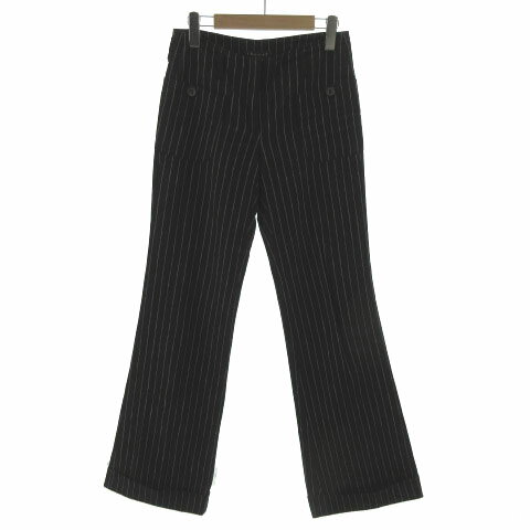 【中古】セオリー theory パンツ スラックス 裾フレア リネン混 ストライプ ブラック 黒 ホワイト 白 0 レディース 【ベクトル 古着】 220824 【中古】セオリー theory パンツ スラックス 裾フレア リネン混 ストライプ ブラック 黒 ホワイト 白 0 レディース 【ベクトル 古着】 220824