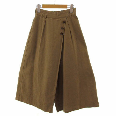 【中古】ディスコート Discoat パンツ ワイドパンツ ラップ風 リネン混 ブラウン 茶 F レディース 【ベクトル 古着】 220502
