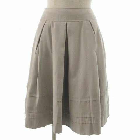 【中古】クードシャンス CdeC COUP DE CHANCE スカート フレア タック ひざ丈 スエード調 グレー 38 レディース 【ベクトル 古着】 220509